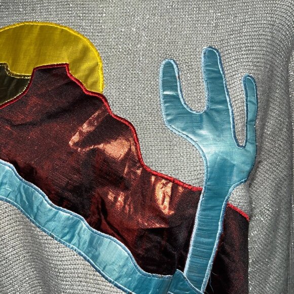 Vintage 80'S METALLIC AWARD DESIGN WESTERN APPAREL SILVER & LAME CACTUS DESIGN L - Picture 8 of 12